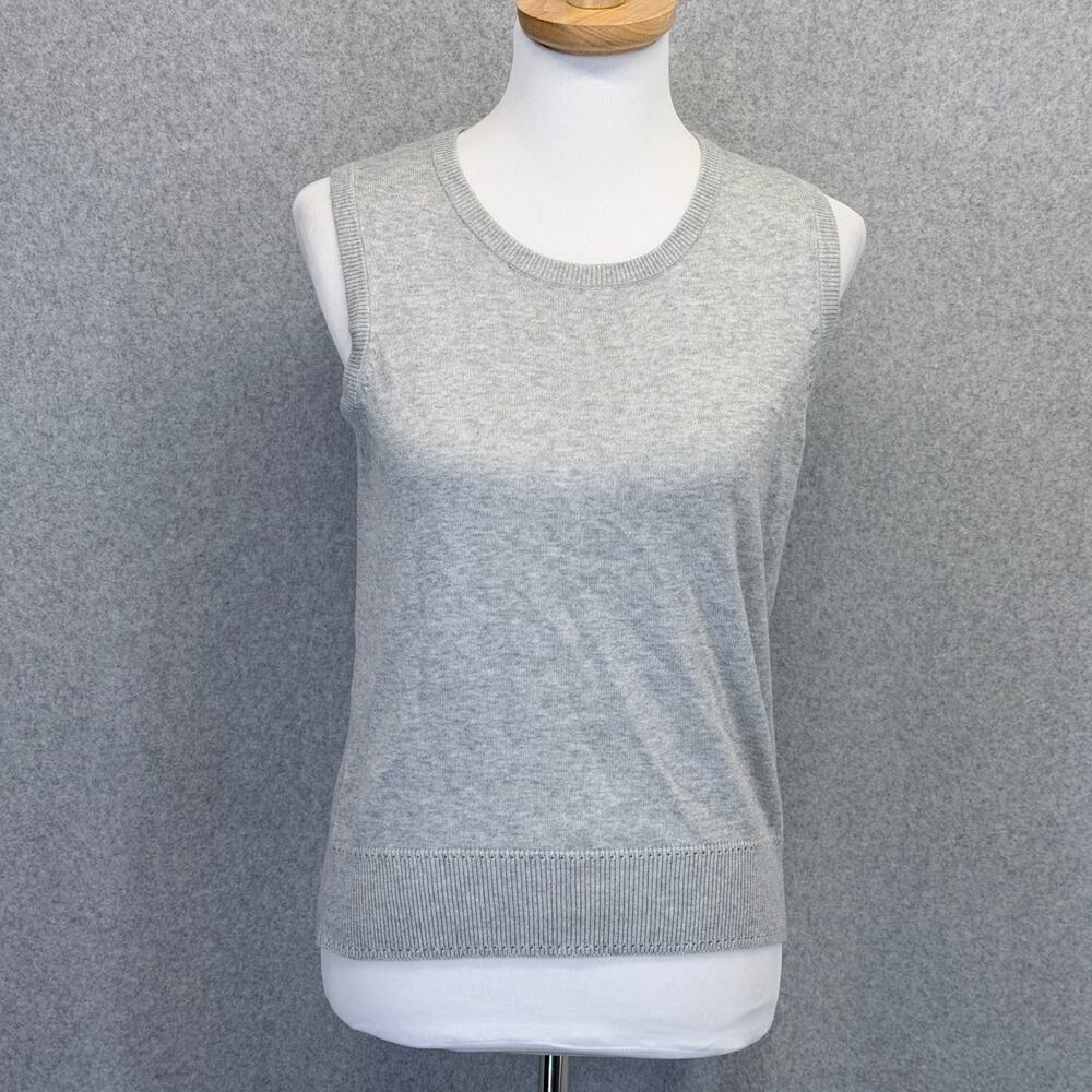Cherokee Womens M Gray 100% Cotton Sweater Vest Crew Neck Sleeveless NWT Preppy